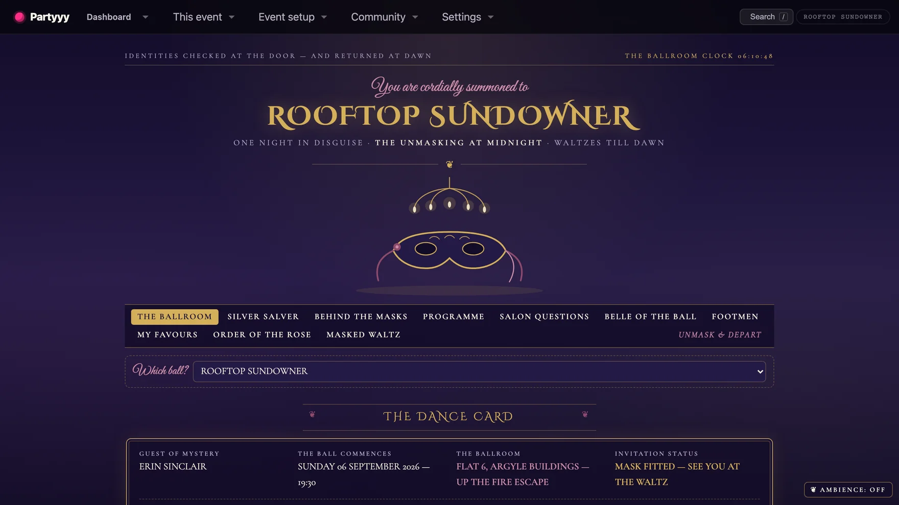 The Masquerade Venetian masked ball theme