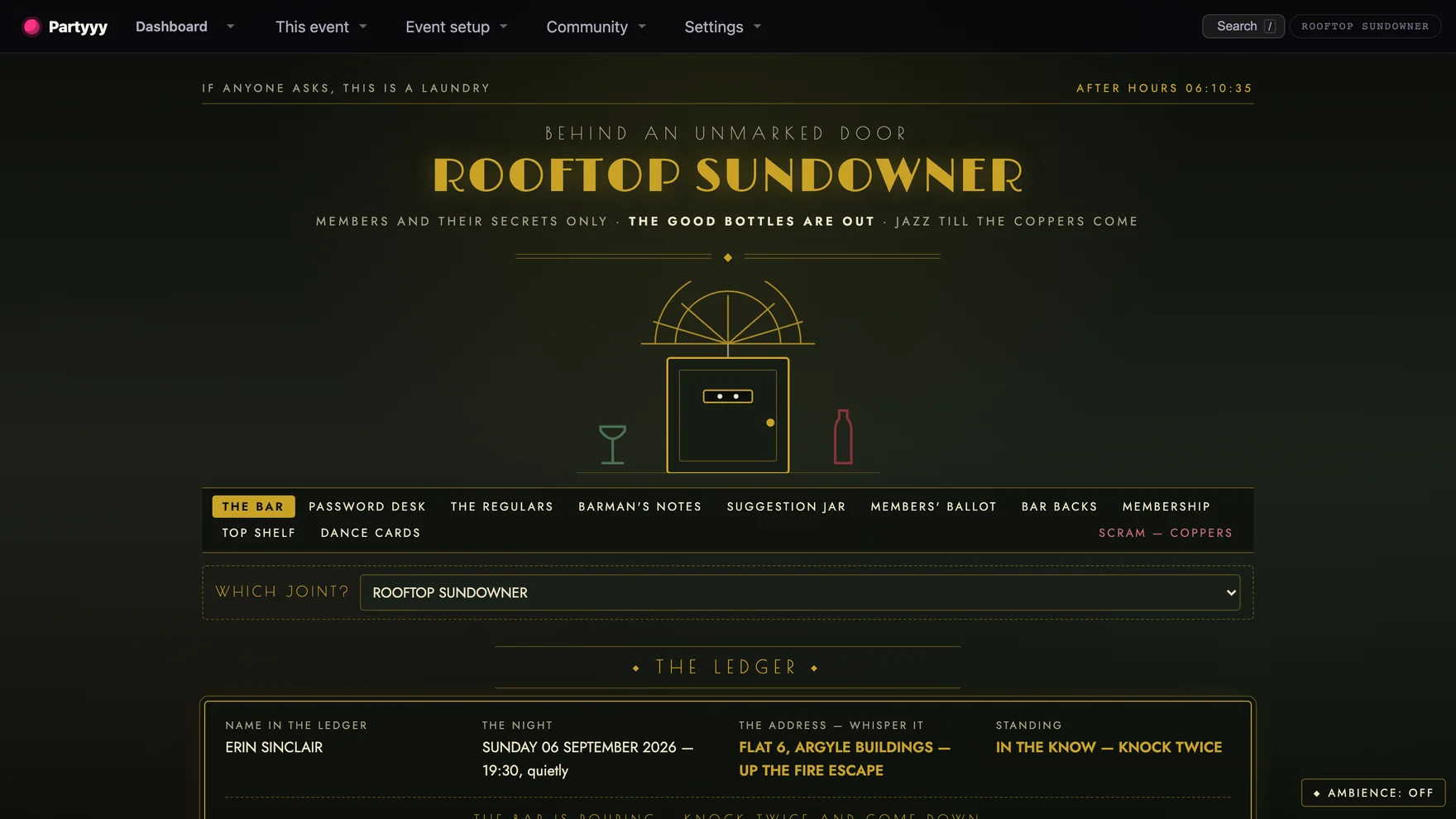 The Speakeasy prohibition bar theme